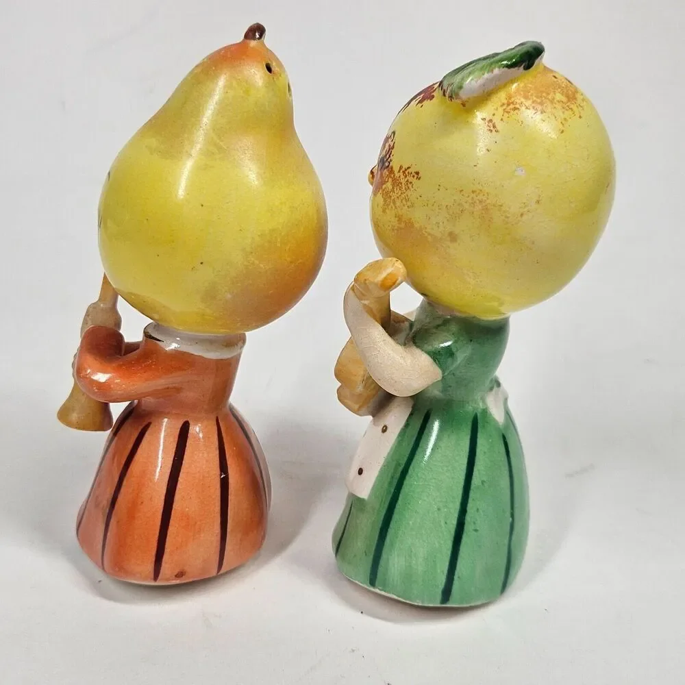 Anthropomorphic Fruit Musicians Salt & Pepper Shakers Pair Vintage Japan Napco